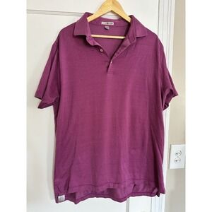 Peter Millar‎ Polo Shirt Men's Large Burgundy Golf 100% Cotton Red Purple Preppy
